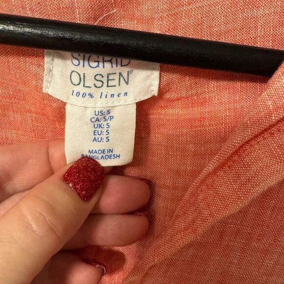 Sigrid Olsen 100% Linen Popover Blouse Top Size Small - Picture 2 of 5